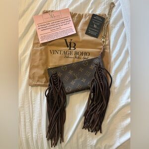 Vintage Boho Brown Fringe Wristlet